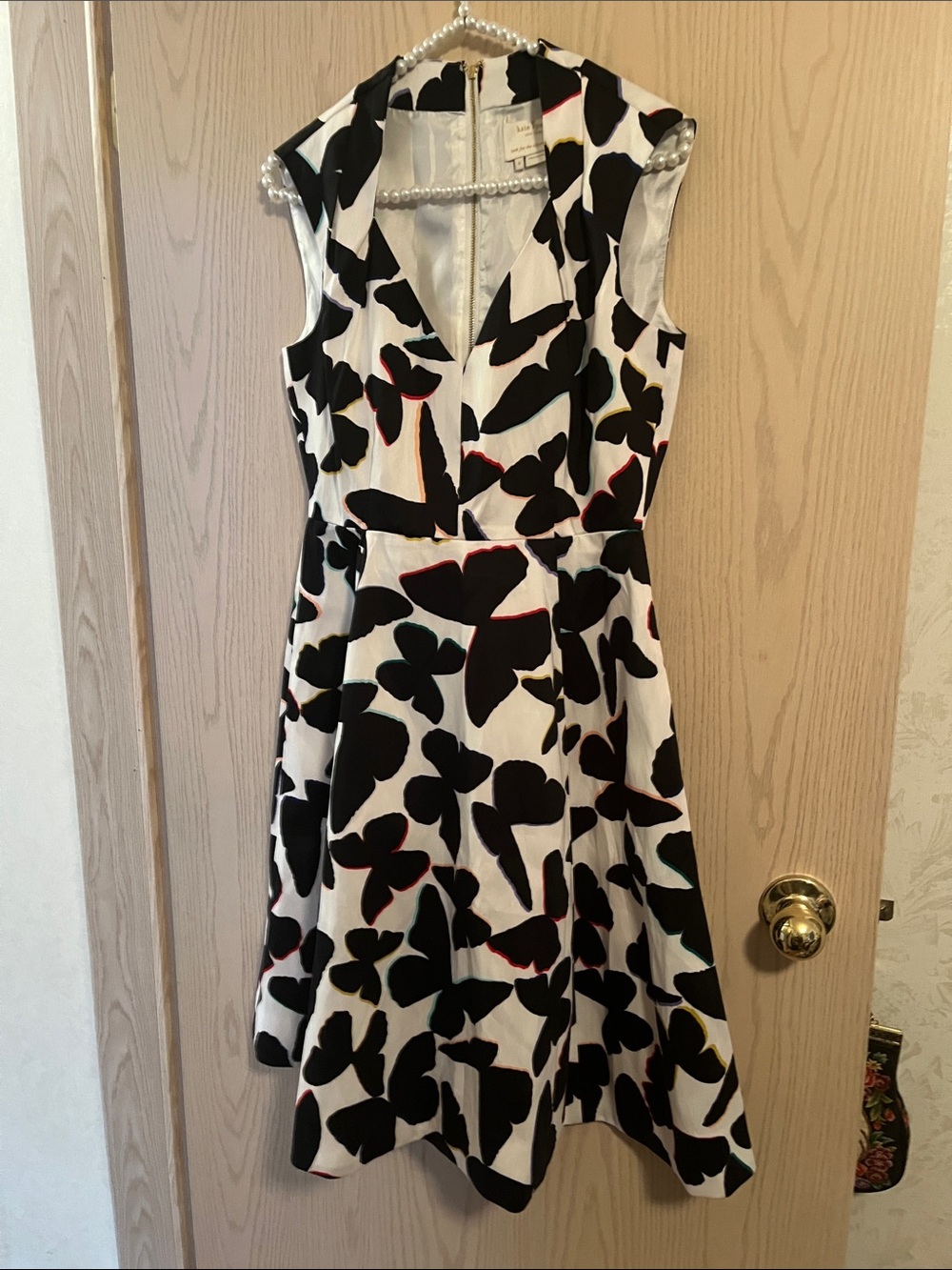 kate spade Black and White Butterfly Midi Dress